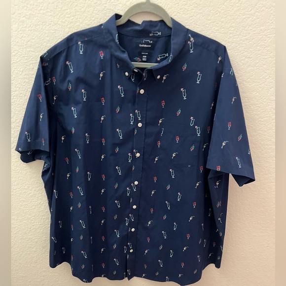 Croft & Barrow Navy Blue Patterned Casual Shirt - Picture 1 of 6